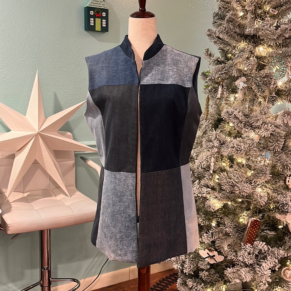 Patchwork Denim Vest - image 1